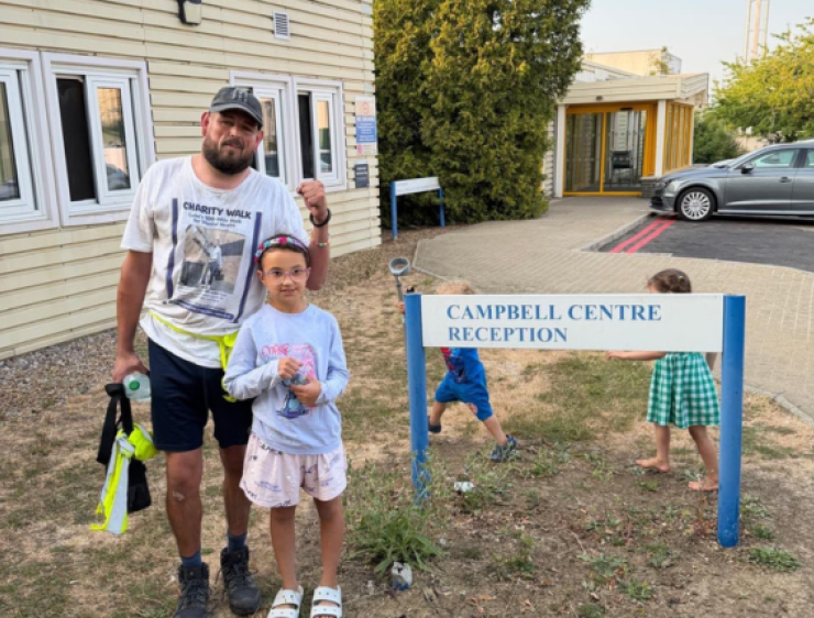 Luke At Campbell Centre After Completing 100 Mile Challenge