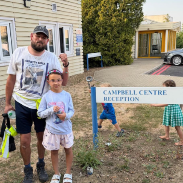 Luke At Campbell Centre After Completing 100 Mile Challenge