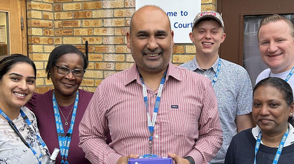 Staff At Rosedale Court With Wellbeing Boxes