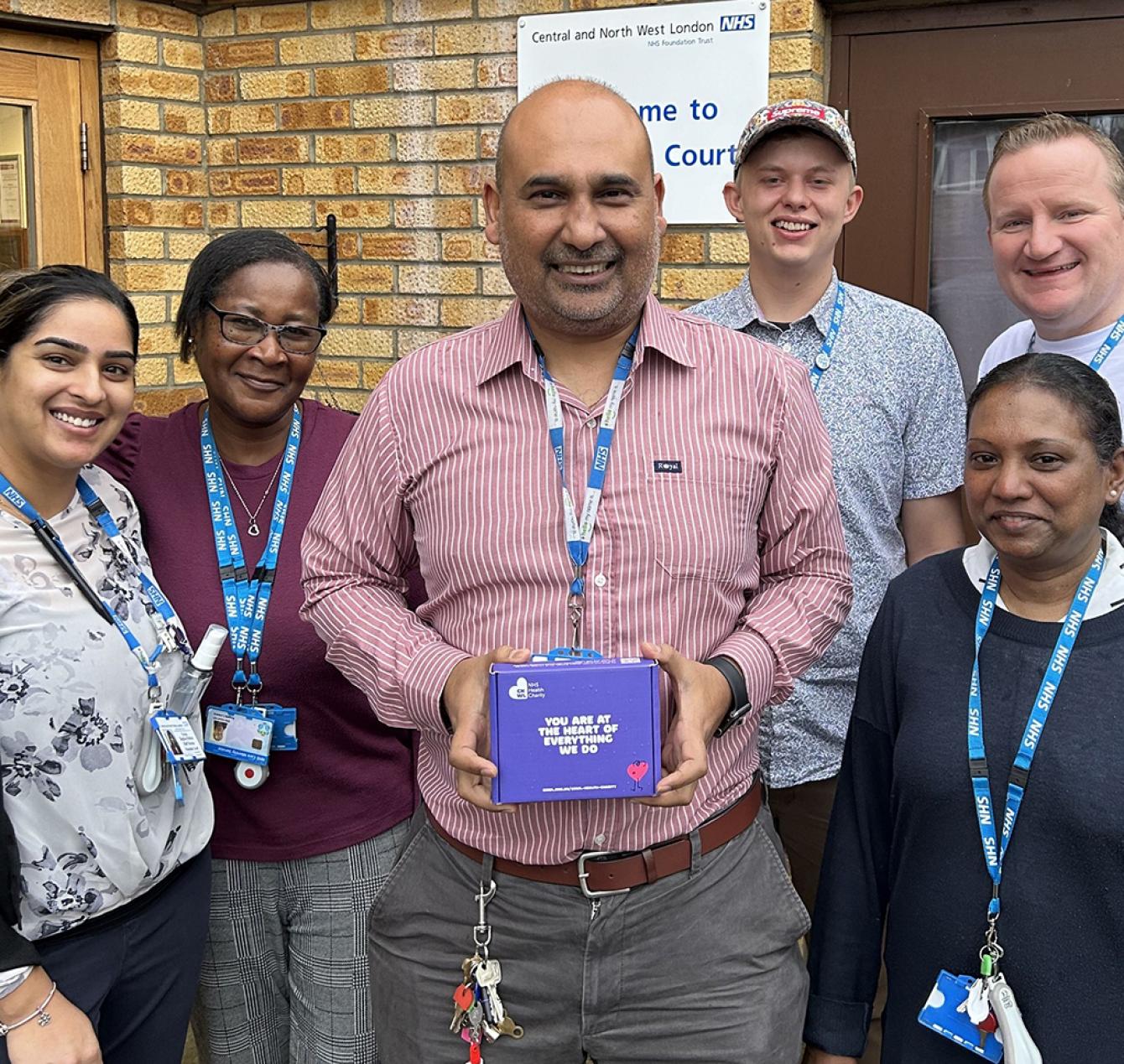Staff At Rosedale Court With Wellbeing Boxes