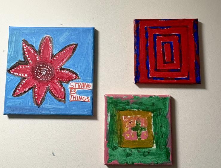 Three pieces of art canvasses painted