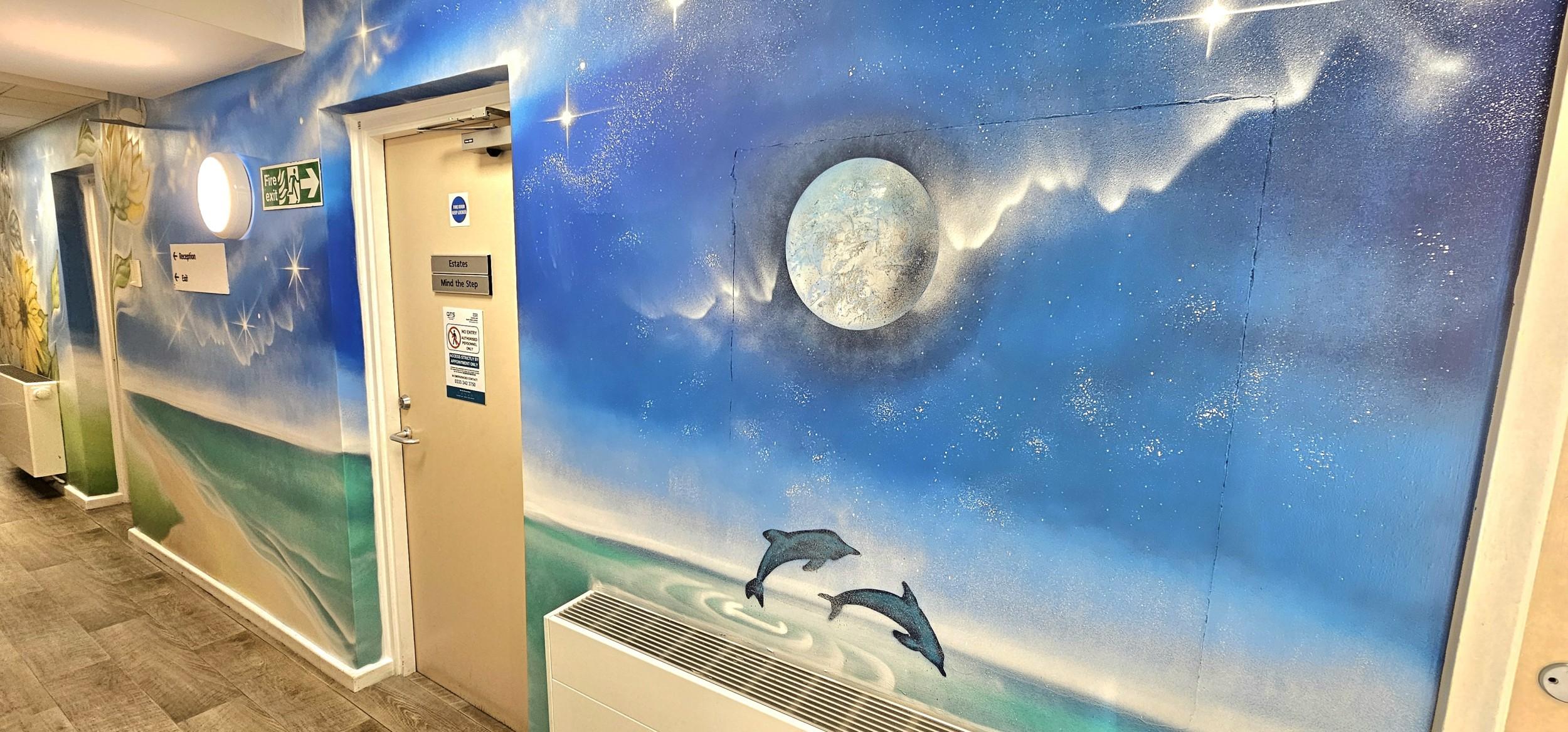 Ash Tree Clinic Mural Dolphins With Corridor View