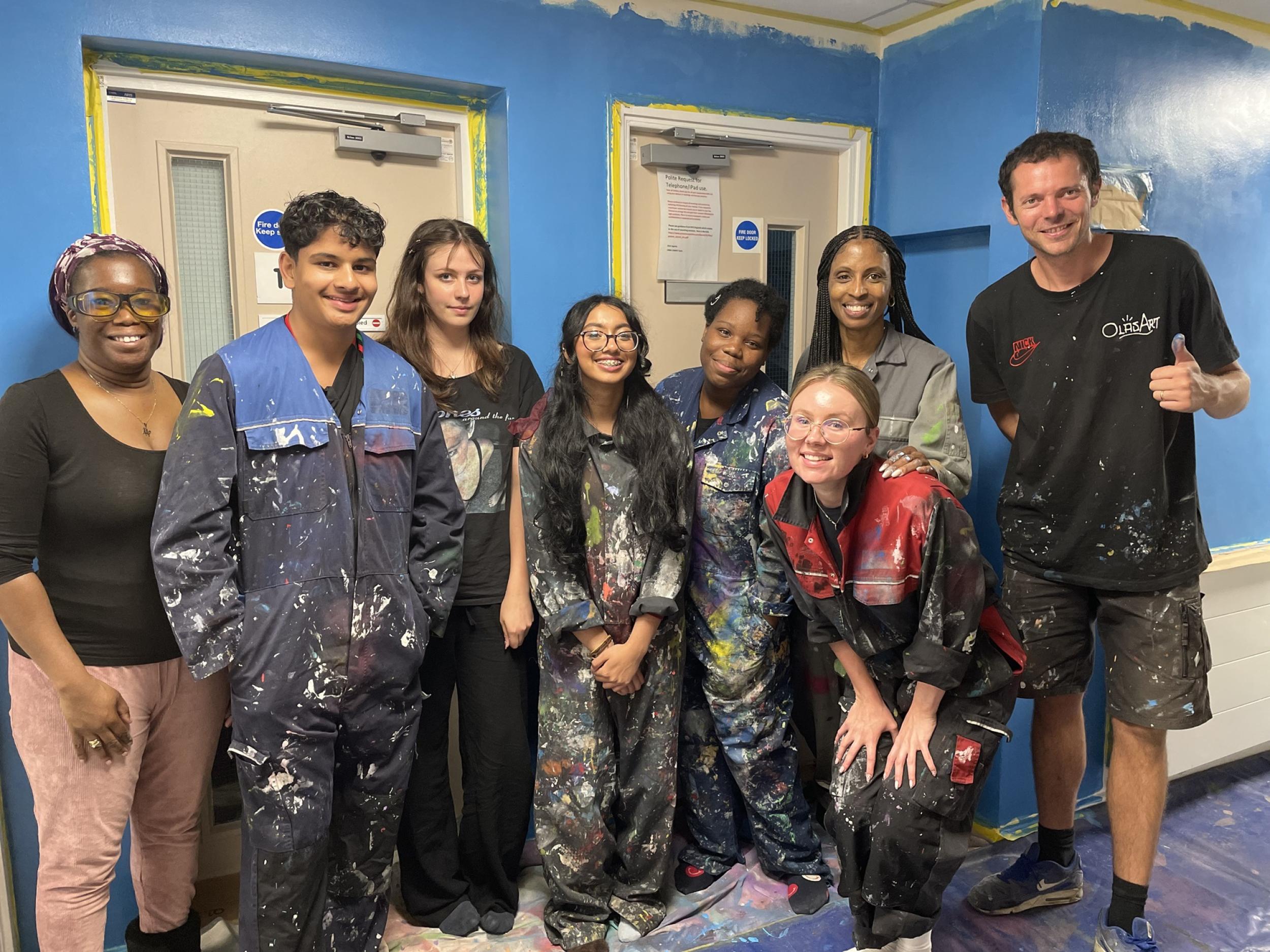 Ash Tree Clinic Mural Team Photo Before Completion